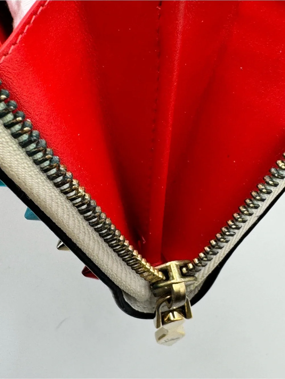 Christian Louboutin Panettone White Leather Multicolor Studded Clutch
